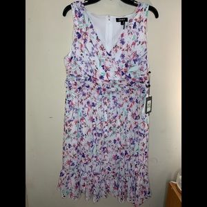 DKNY sheath ruched floral dress size 14